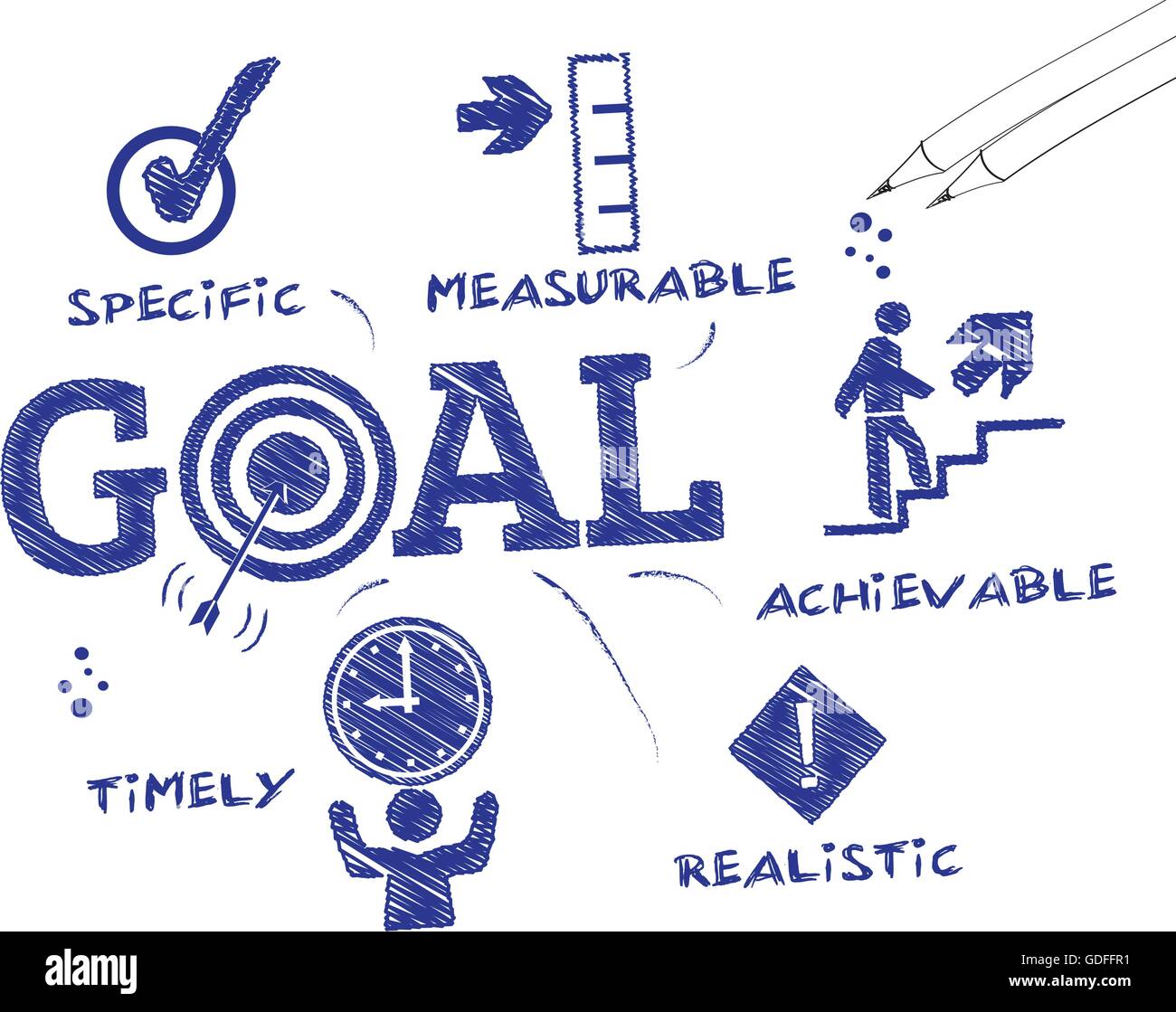 Goal setting. Chart with keywords and icons Stock Vector Image & Art