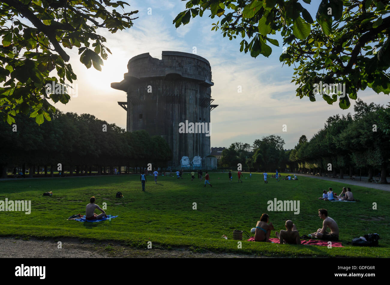 Wien, Vienna Antiaircraft flak tower (battle tower) in the Augarten,
