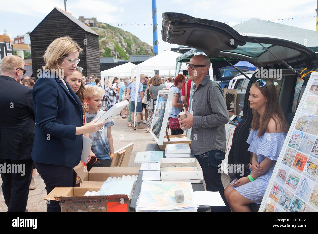 Liz Rudd EDITORIAL USE ONLY Home Secretary Amber Rudd with Liz Gilmore director ...