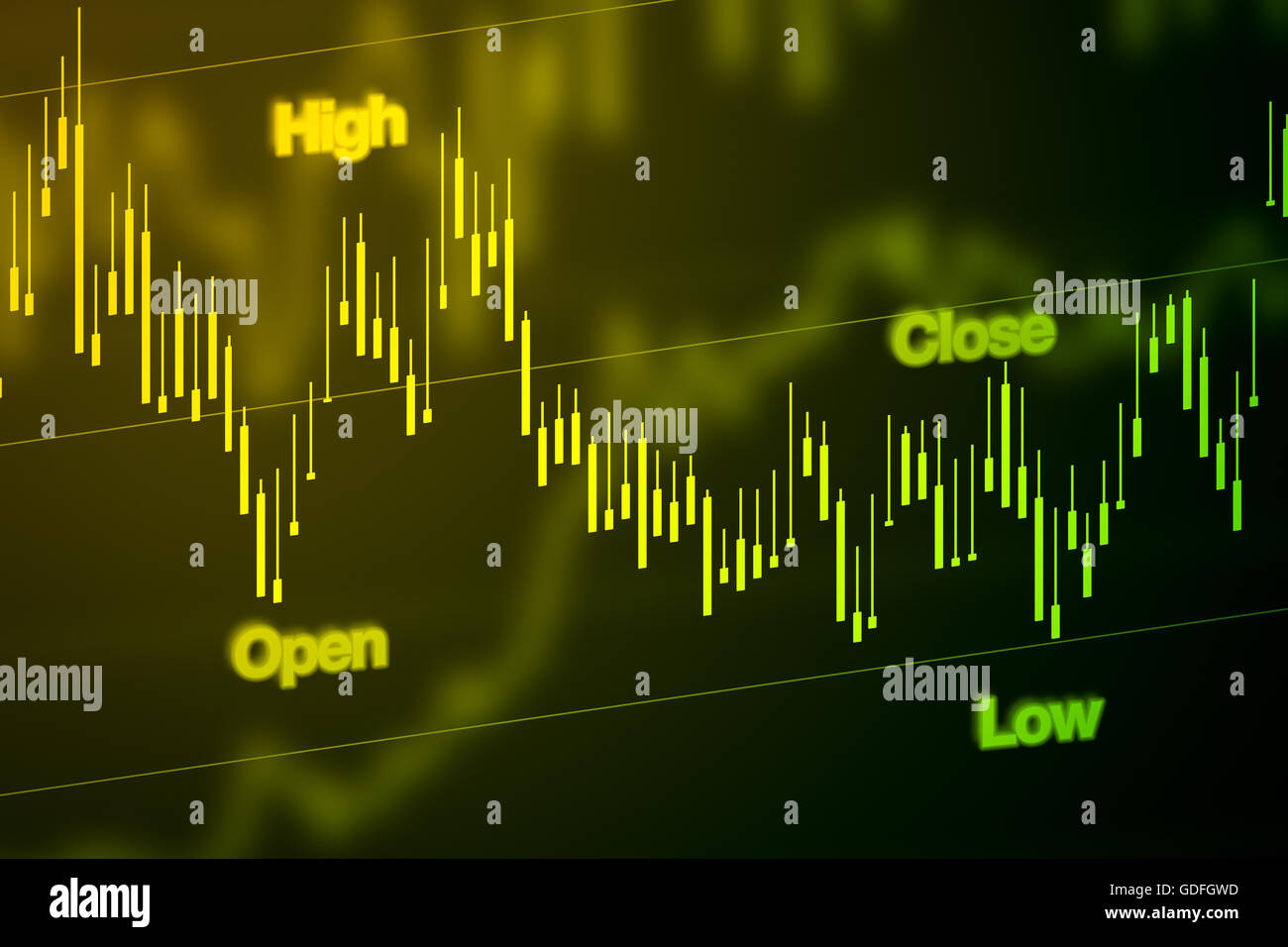 Stock market chart or graph in blue displayed on screen. Stock Photo
