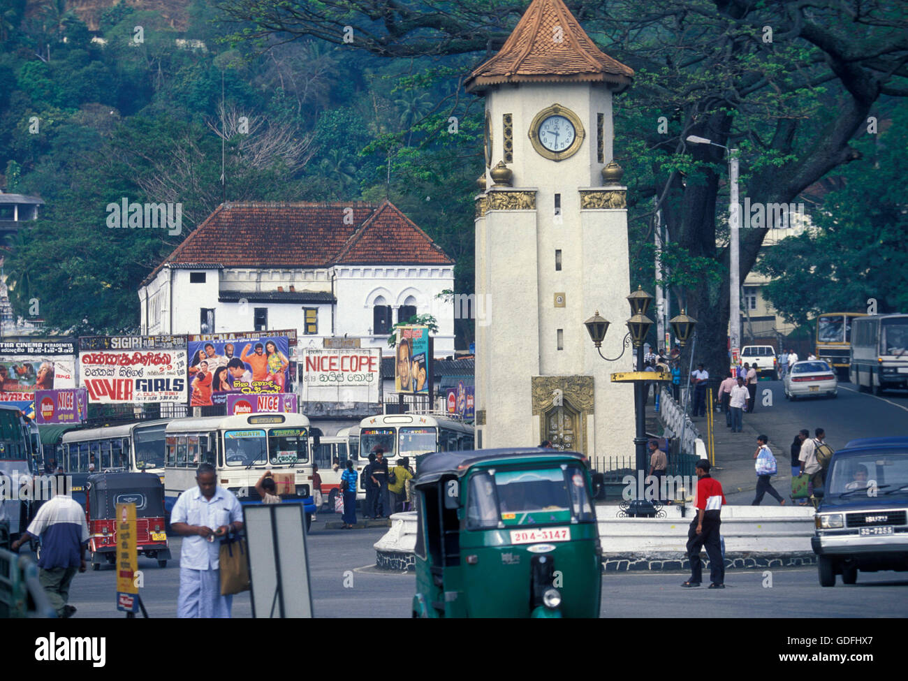 the Kandy clock tower in the town of Kandy of Sri Lanka in Asien Stock
