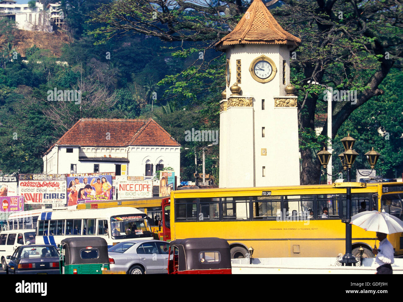 the Kandy clock tower in the town of Kandy of Sri Lanka in Asien Stock