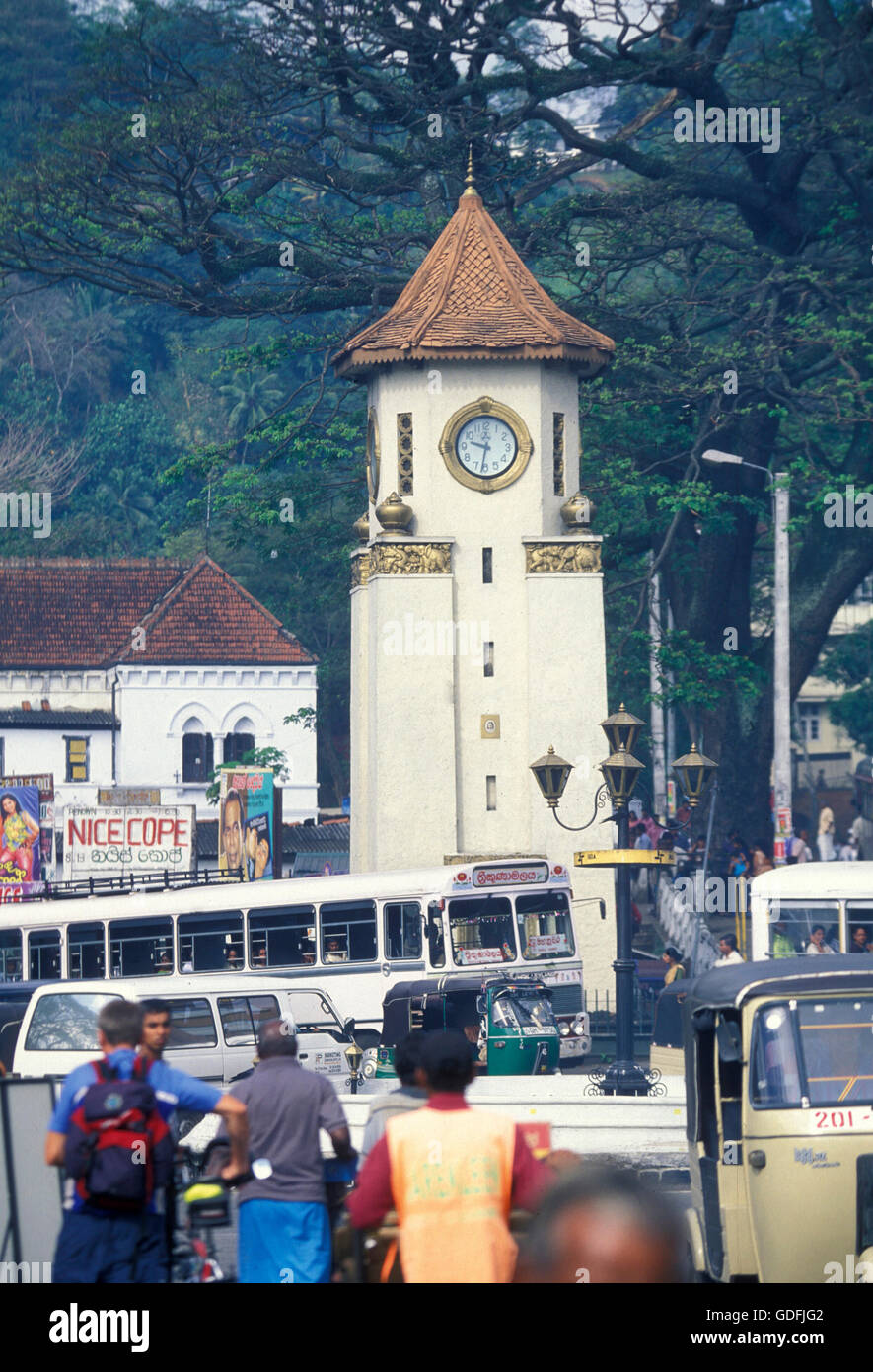 the Kandy clock tower in the town of Kandy of Sri Lanka in Asien Stock ...