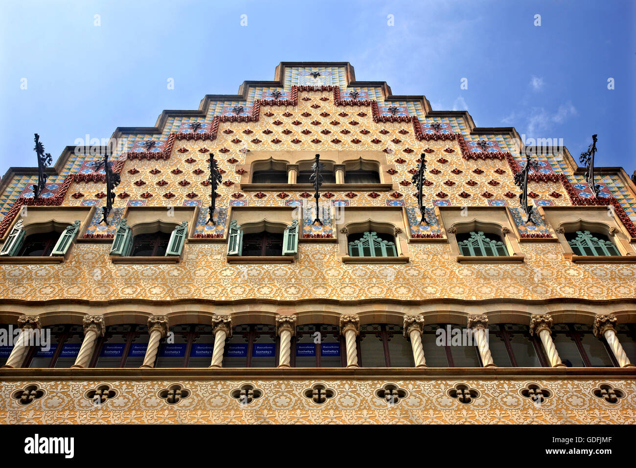 "Detail" from casa Amatler (1900 – architect, Josep Puig i Gadafalch), Passeig de Gracia, Eixample, Barcelona, Catalonia, Spain. Stock Photo