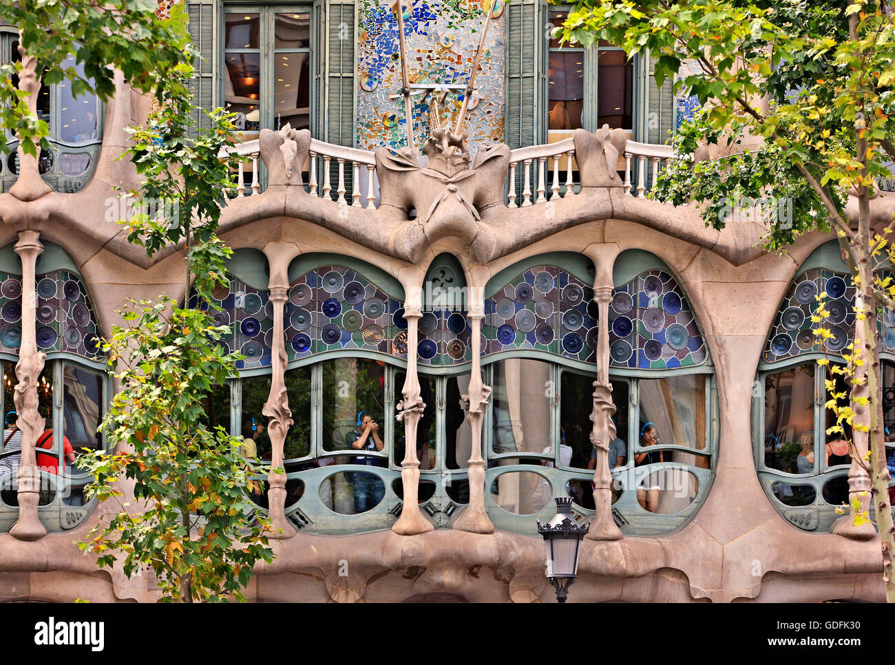 'Detail' from Casa Batllo, by famous Catalan architect, Antoni Gaudi, Passeig de Gracia, L' Eixample, Barcelona, Spain. Stock Photo