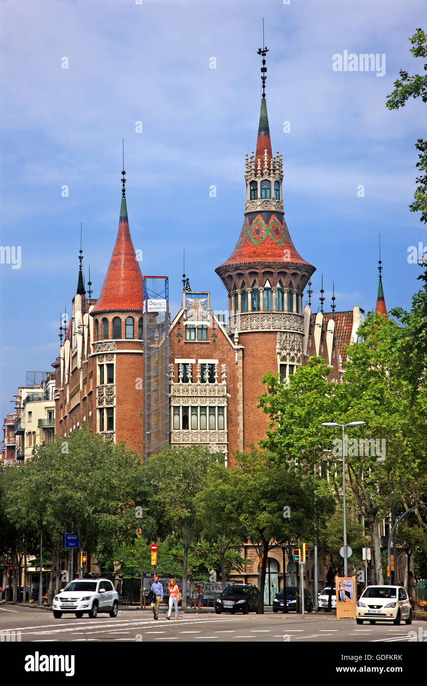 The Casa Terrades ('Casa de les Punxes') by architect Josep Puig i Cadafalch, at Avinguda Diagonal, Barcelona, Catalonia, Spain. Stock Photo