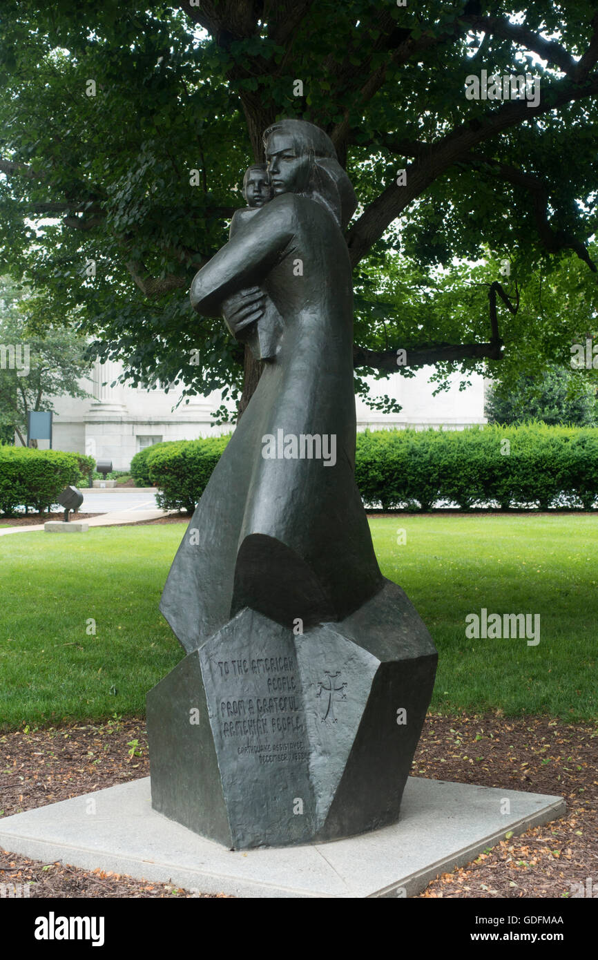 sculpture front of Red Cross building Washington DC Stock Photo