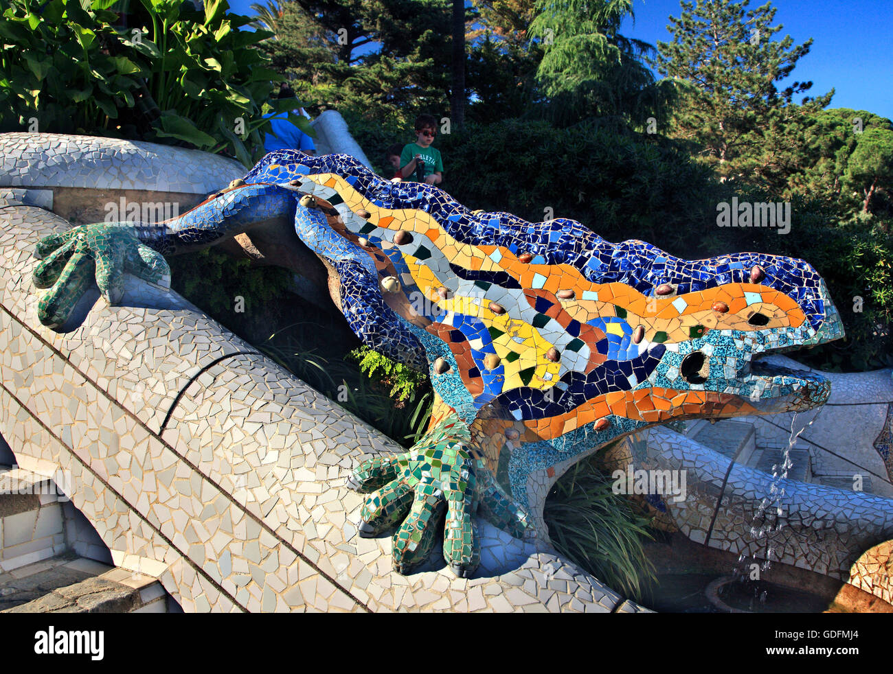 The Famous Dragon Or Lizard In Park Guell By Antoni Gaudi Stock Photo Alamy