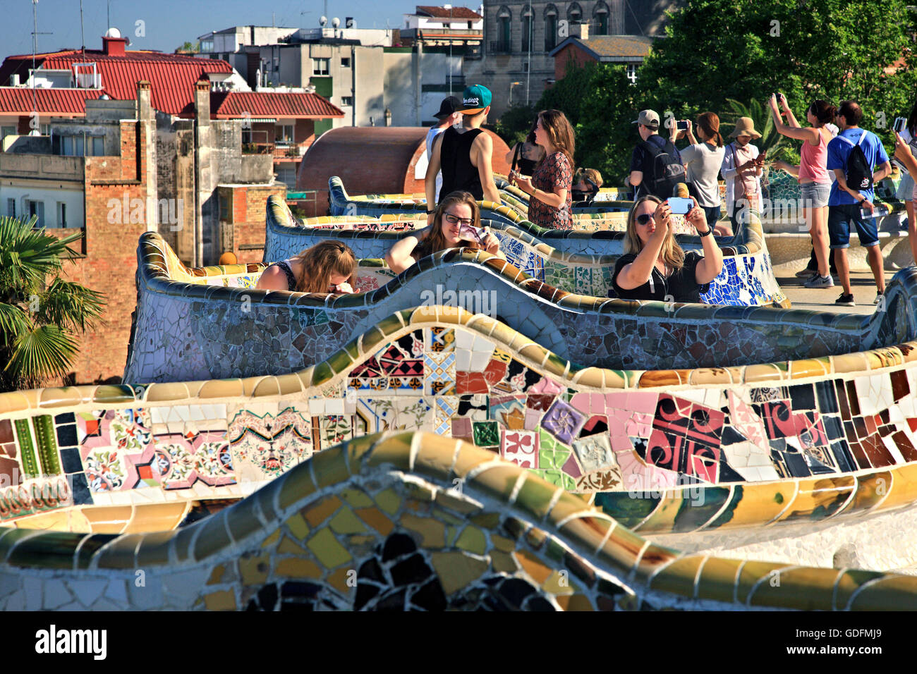 The "Plaça de la Natura" ("Nature Square") in ParK Guell (by Antoni Gaudi),  Barcelona, Catalonia, Spain Stock Photo - Alamy