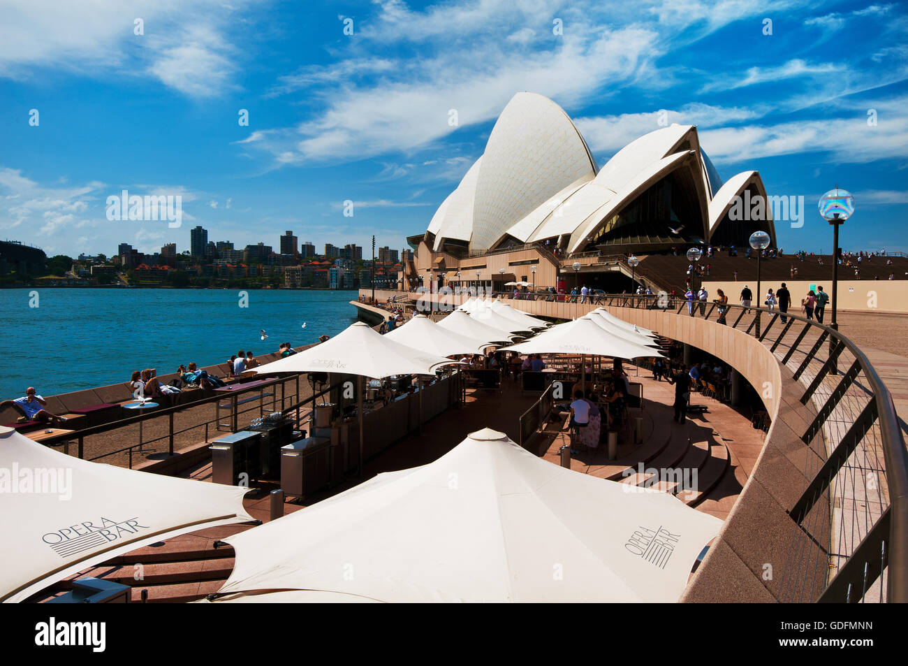 Sydney Opera House and Opera Cafe. Stock Photo