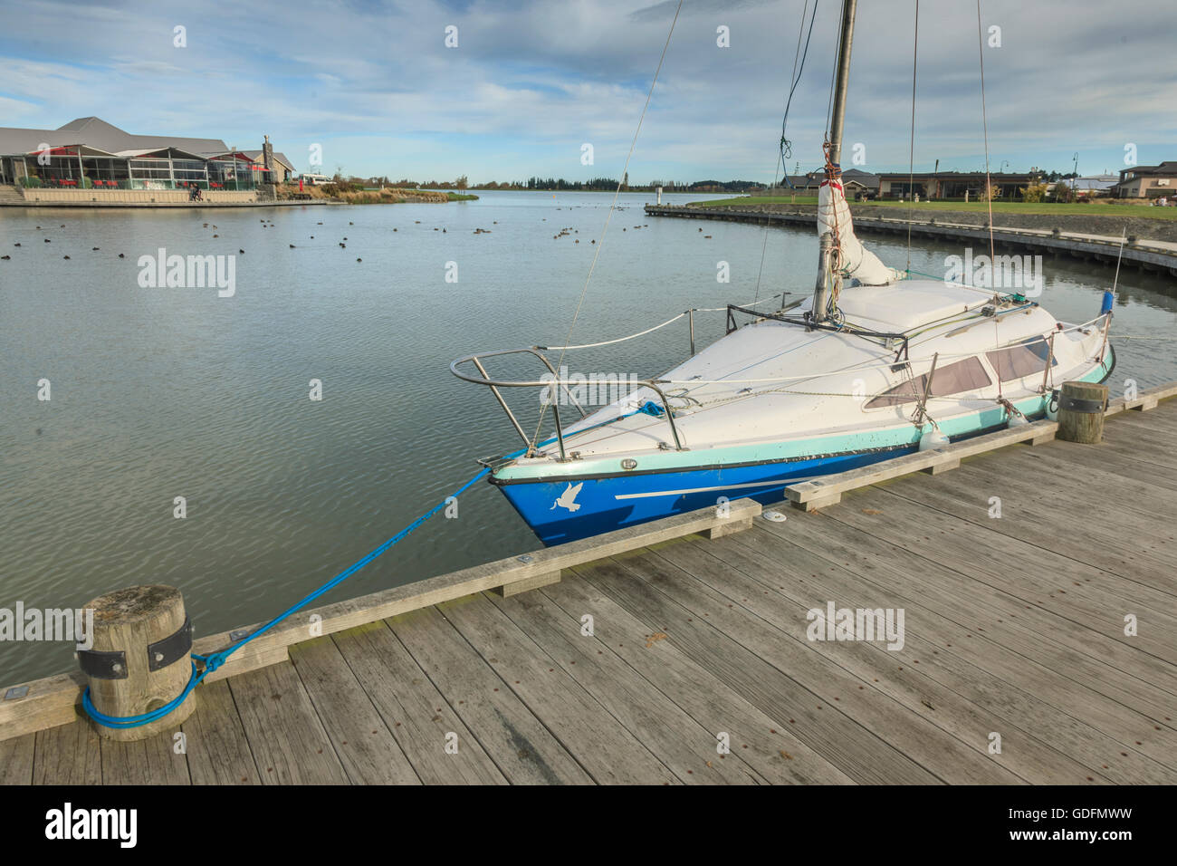 Yacht at Lake Hood, Ashburton, Canterbury,South Island, New Zealand