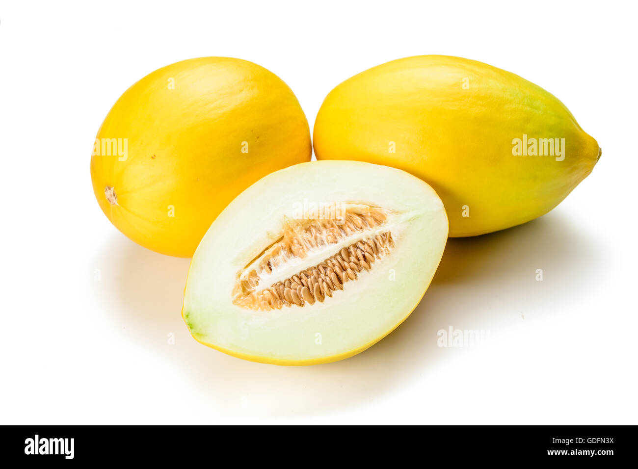 yellow melon on the white background. Stock Photo
