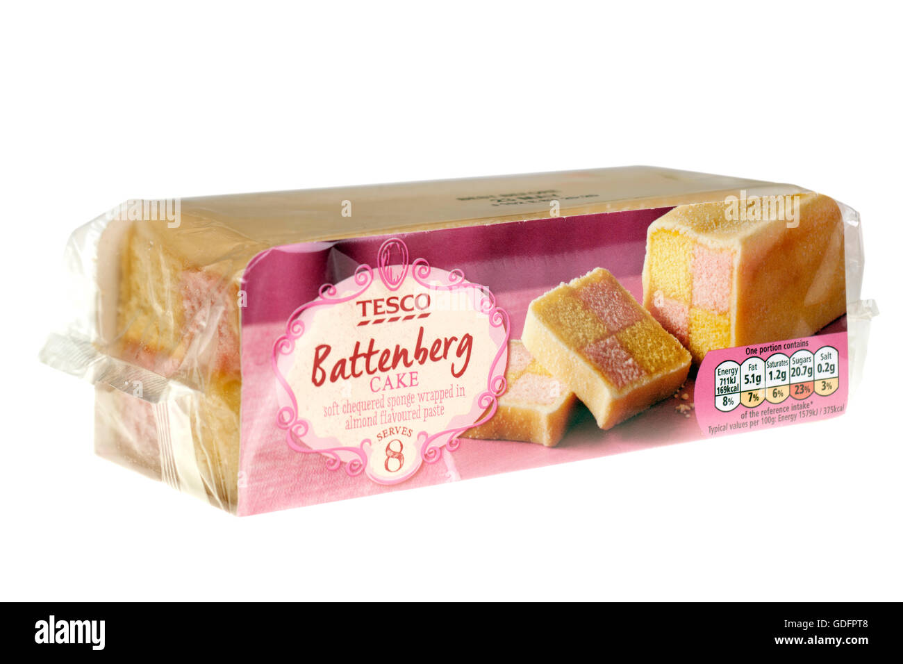 Tesco Battenberg cake Stock Photo