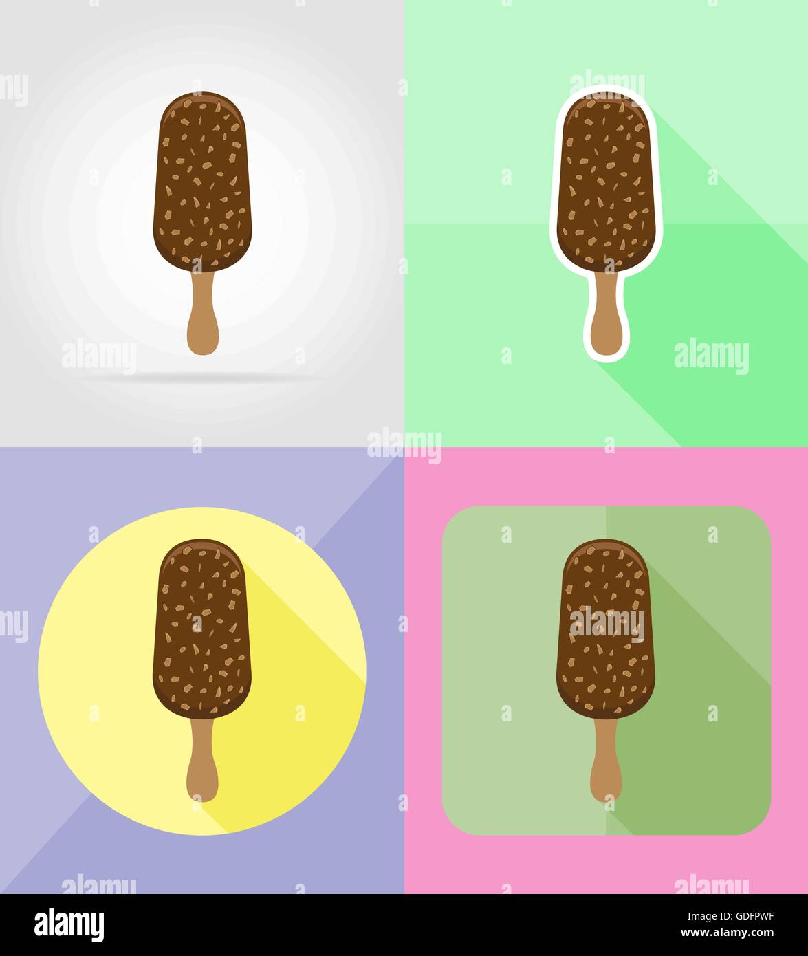 ice cream flat icons vector illustration isolated on background Stock ...