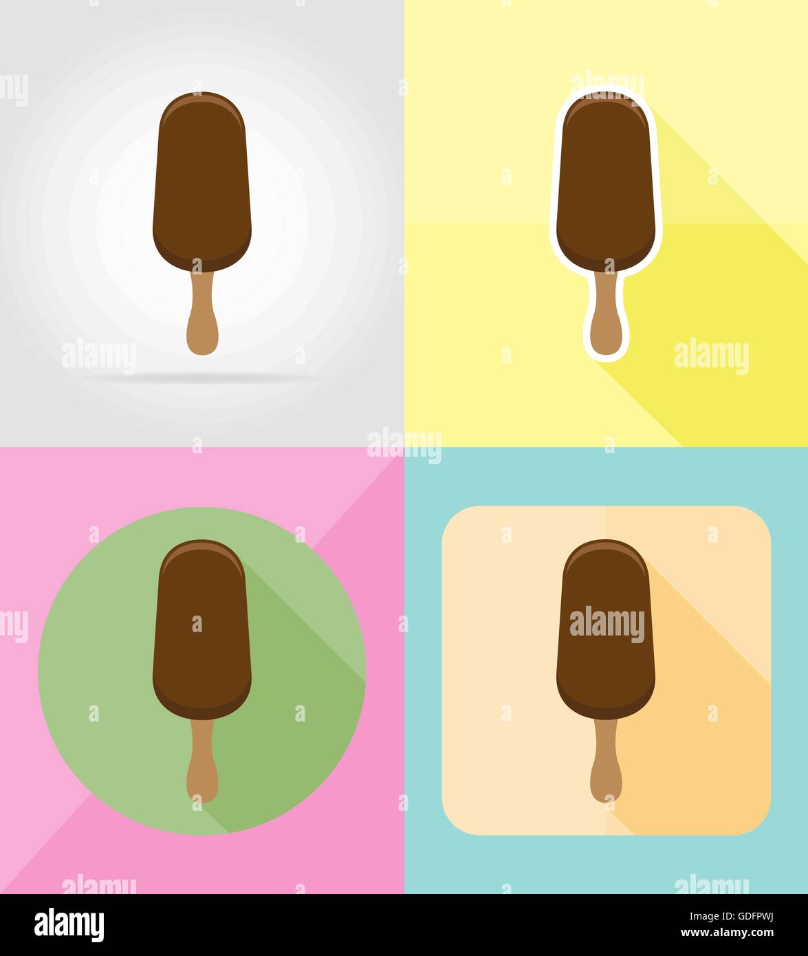 ice cream flat icons vector illustration isolated on background Stock ...