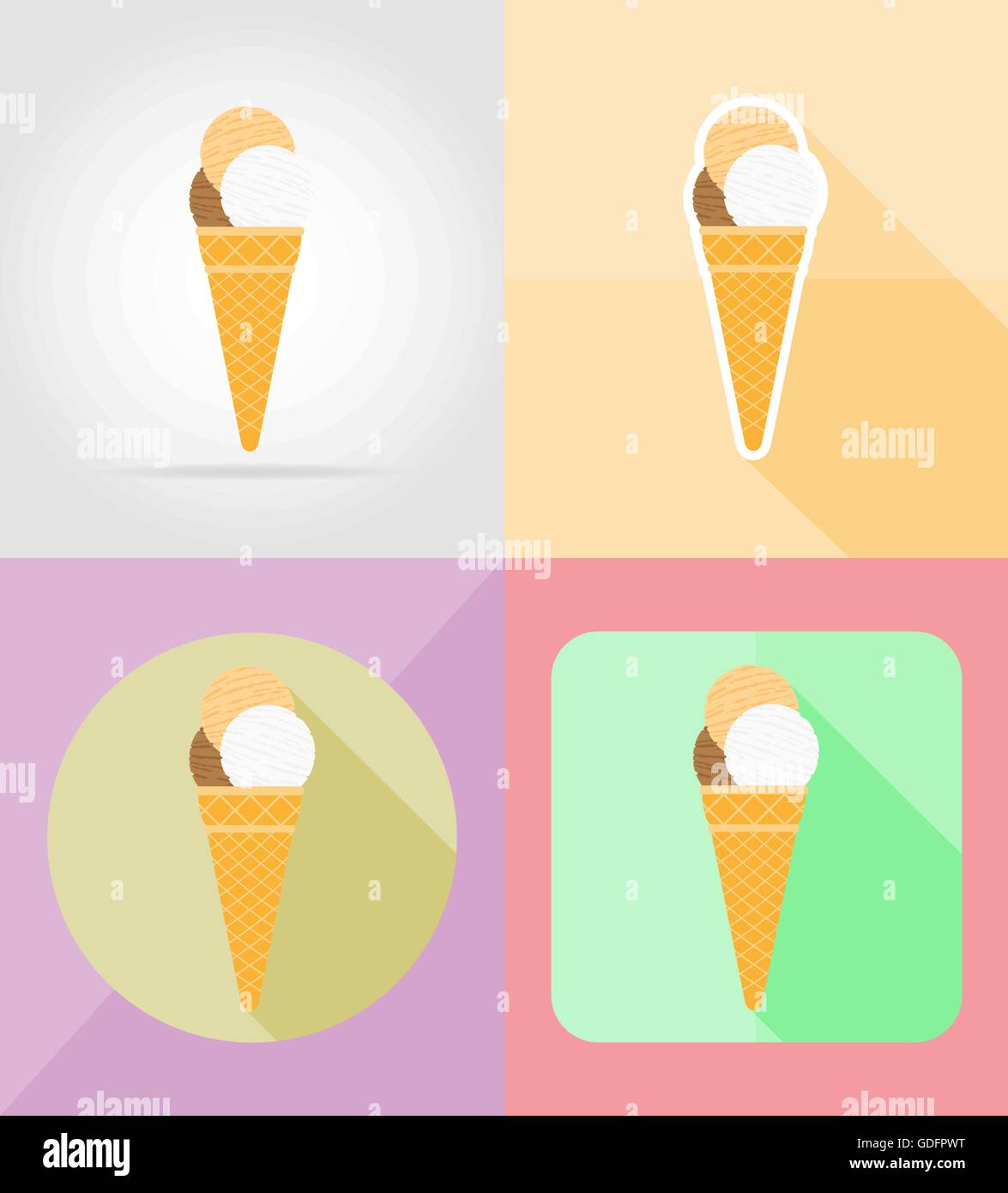 ice cream flat icons vector illustration isolated on background Stock ...
