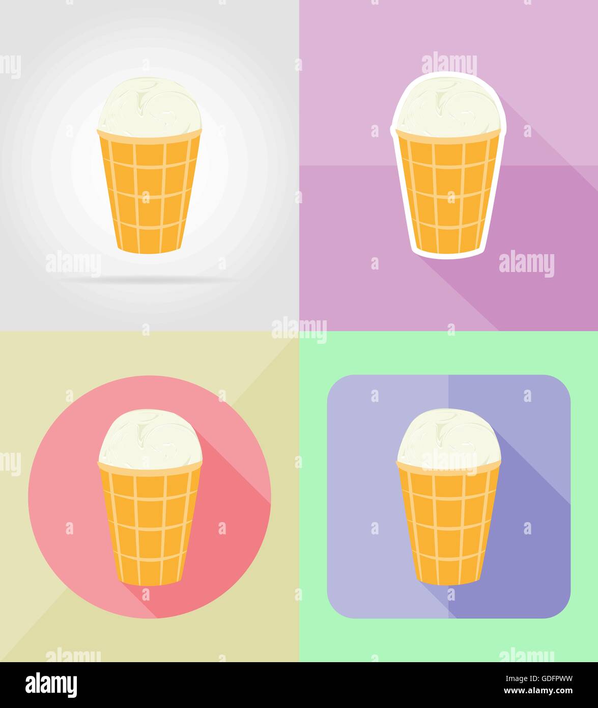 ice cream flat icons vector illustration isolated on background Stock ...