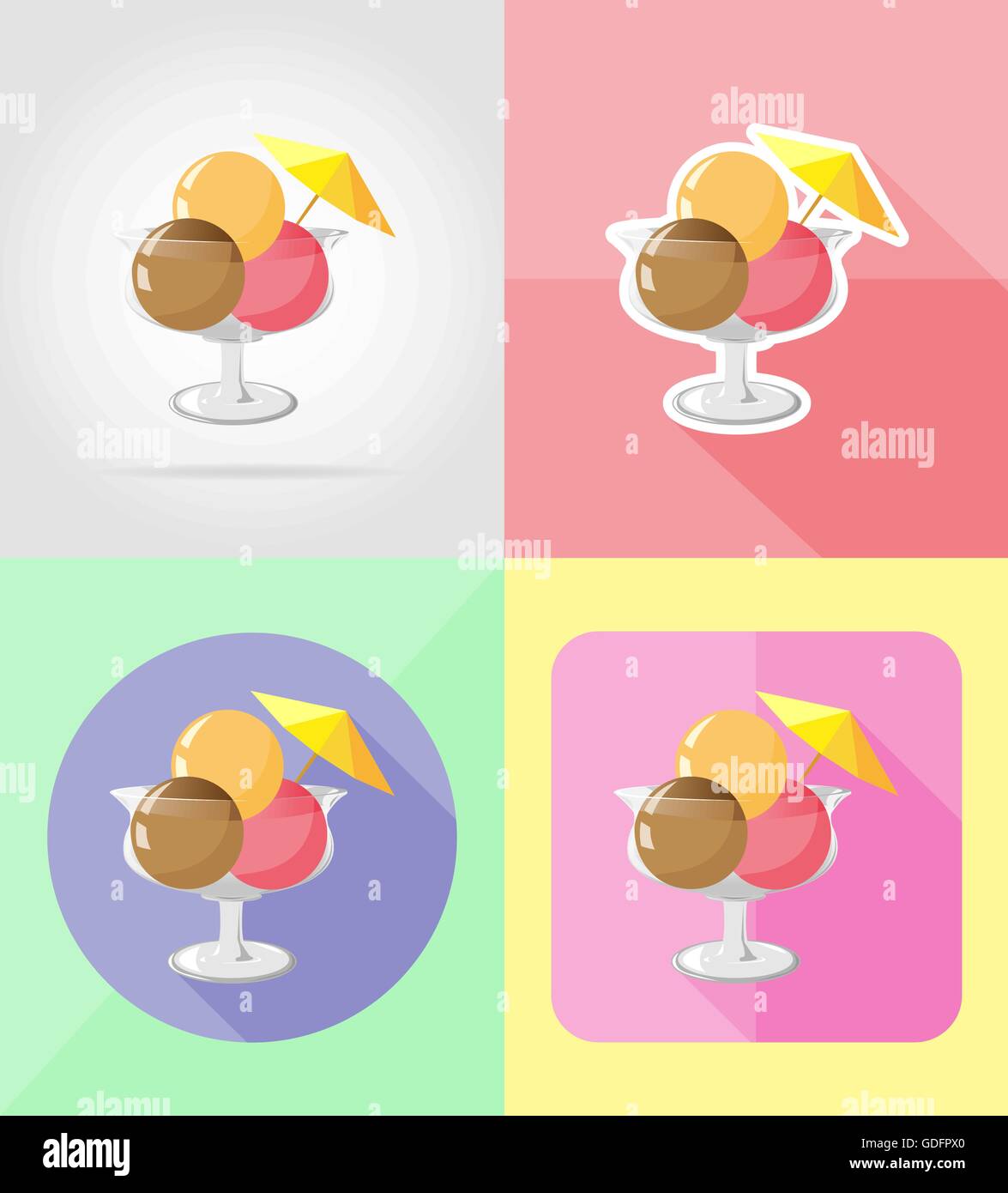 ice cream flat icons vector illustration isolated on background Stock ...