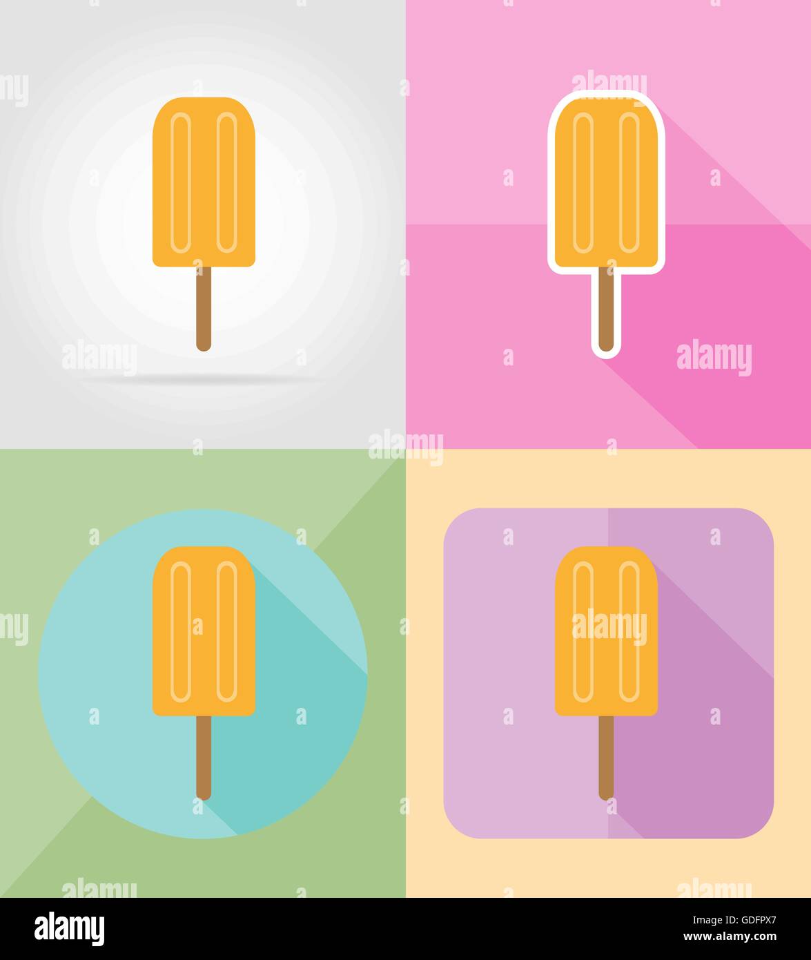 ice cream flat icons vector illustration isolated on background Stock ...