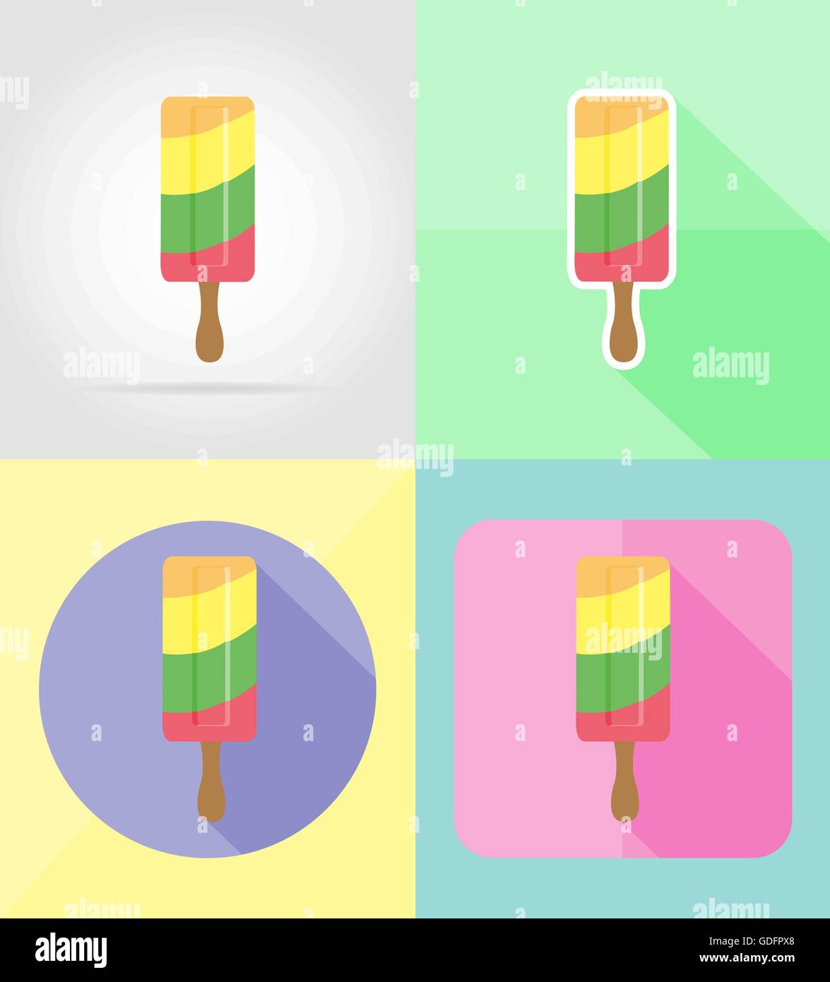 ice cream flat icons vector illustration isolated on background Stock ...