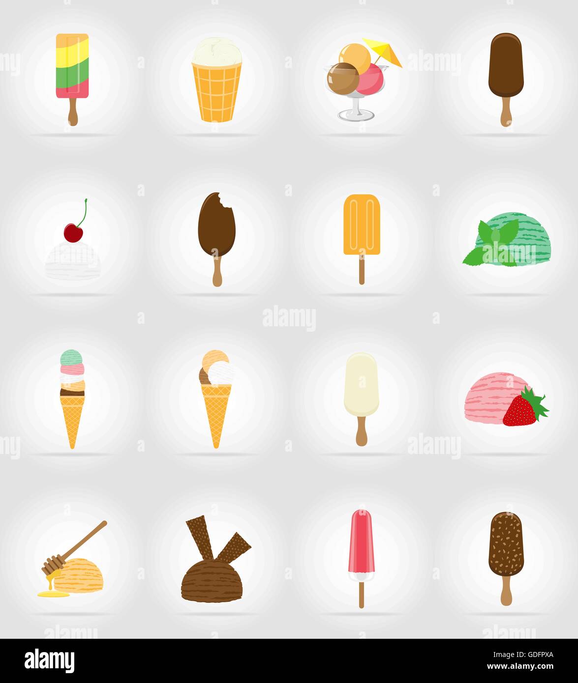 ice cream flat icons vector illustration isolated on background Stock ...
