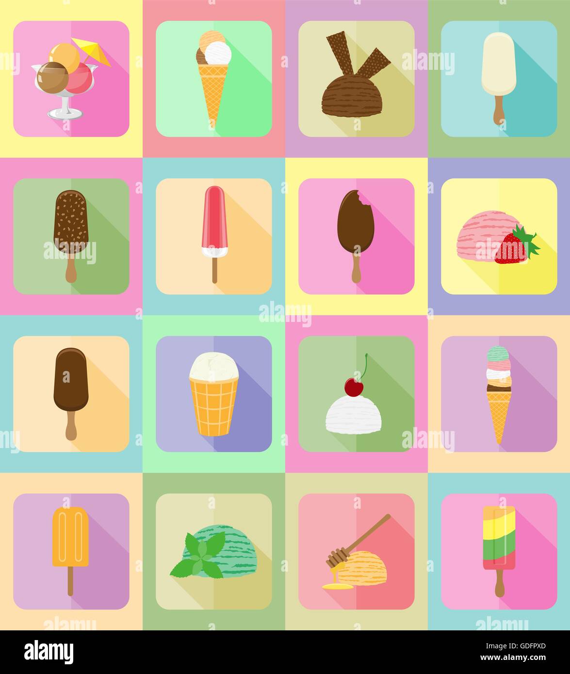 ice cream flat icons vector illustration isolated on background Stock ...