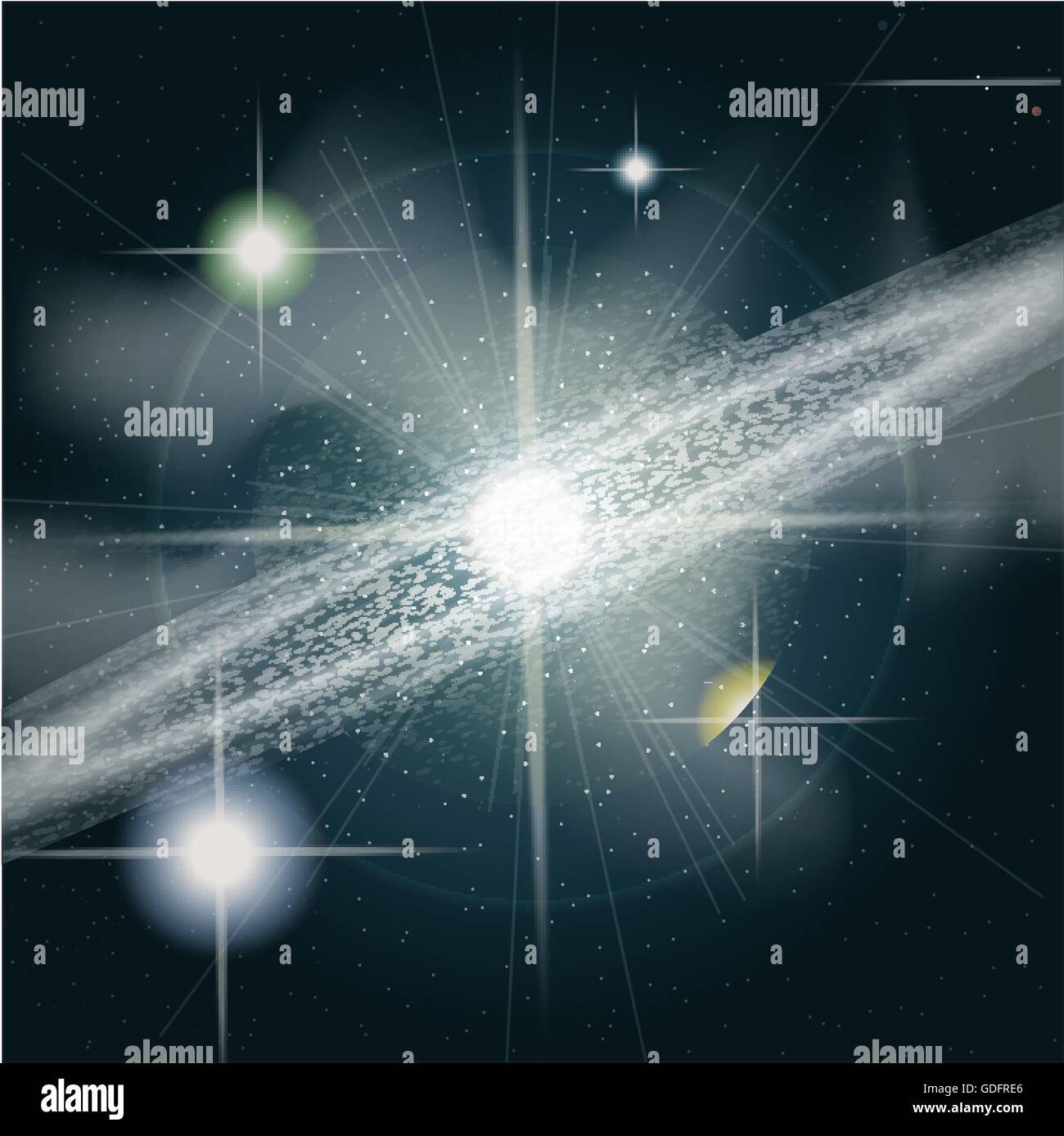 Stars Look Sharp Big shining and glowing stars in space close up. Digital vector image ...