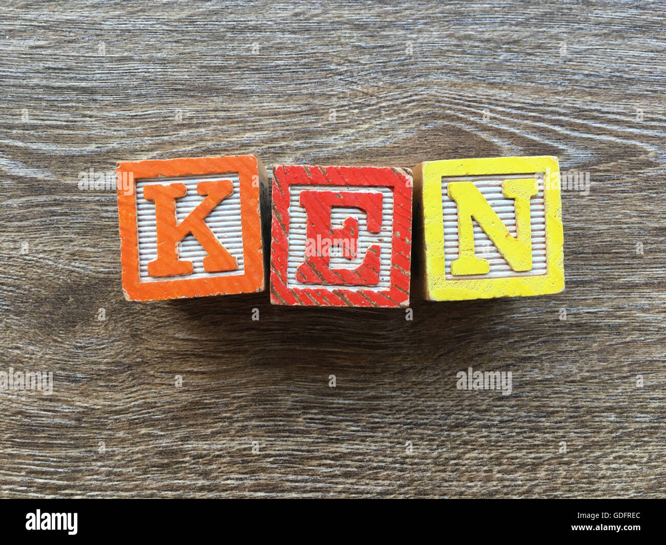 ken name written with wood block letter toys Stock Photo Alamy