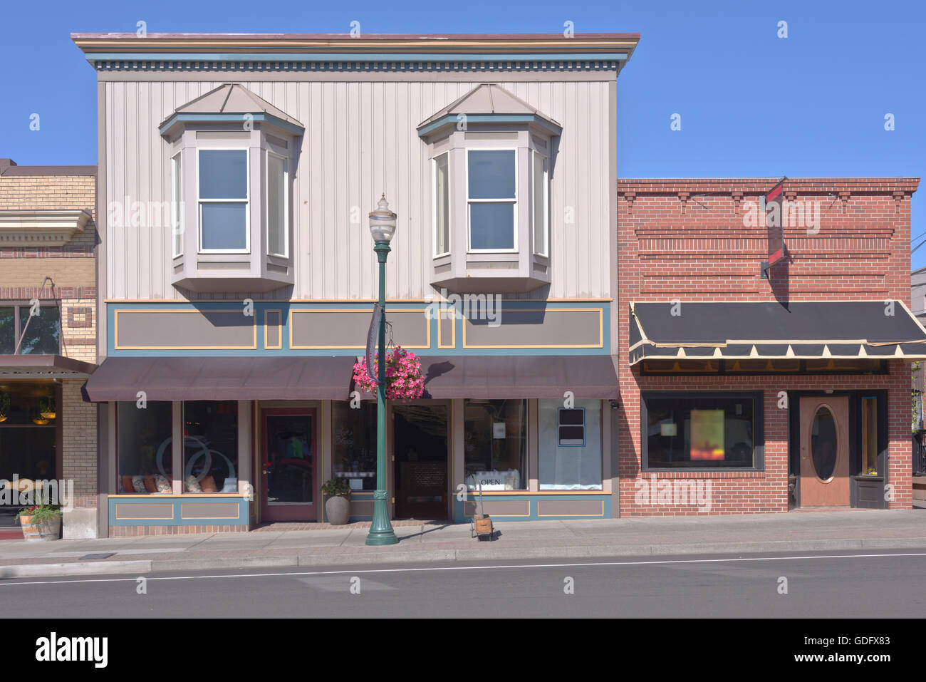 Store front businesses in downtown Walla Walla Washington state Stock