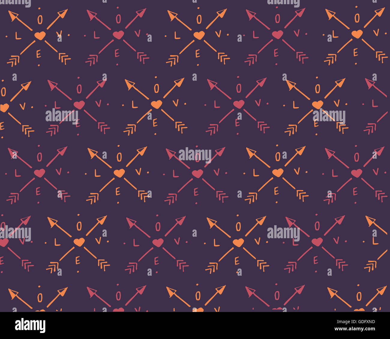 Hand drawn illustration or drawing of a heart and arrows love pattern ...