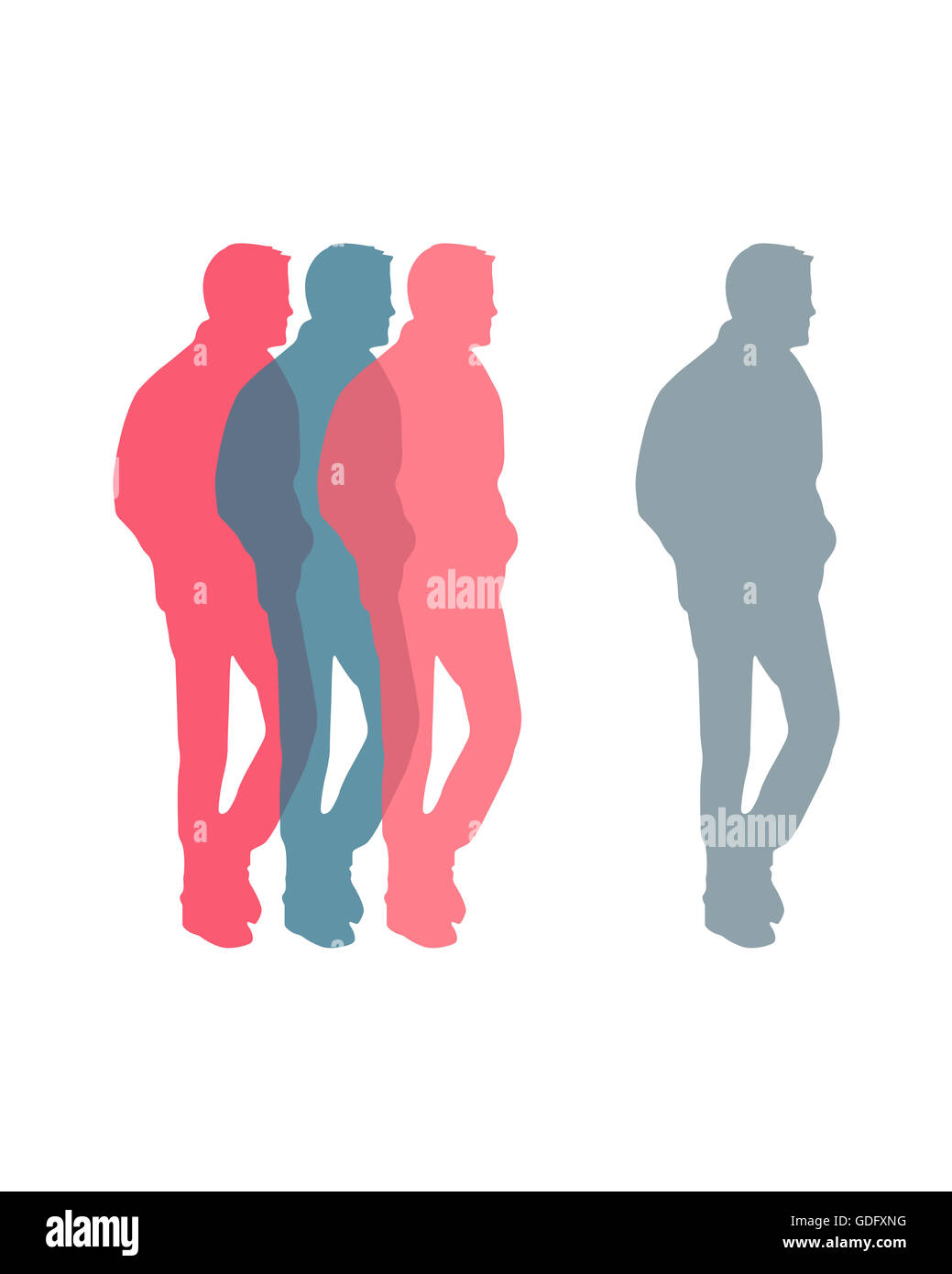 Illustration or drawing of men silhouettes Stock Photo