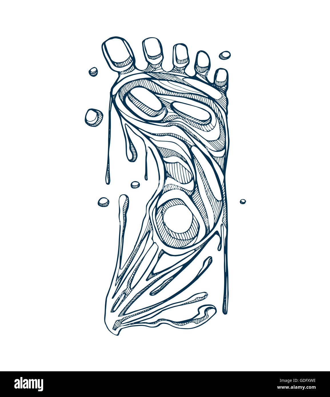 Hand drawn illustration or drawing of a melting foot Stock Photo