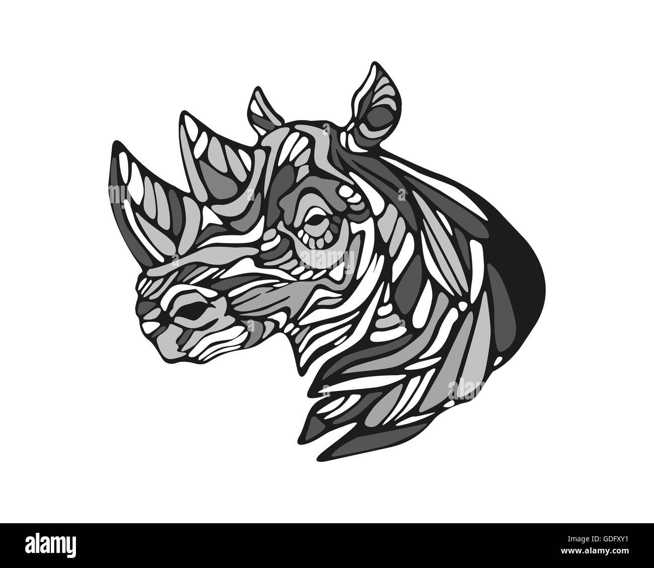 Hand drawn illustration or drawing of a rhino Stock Photo