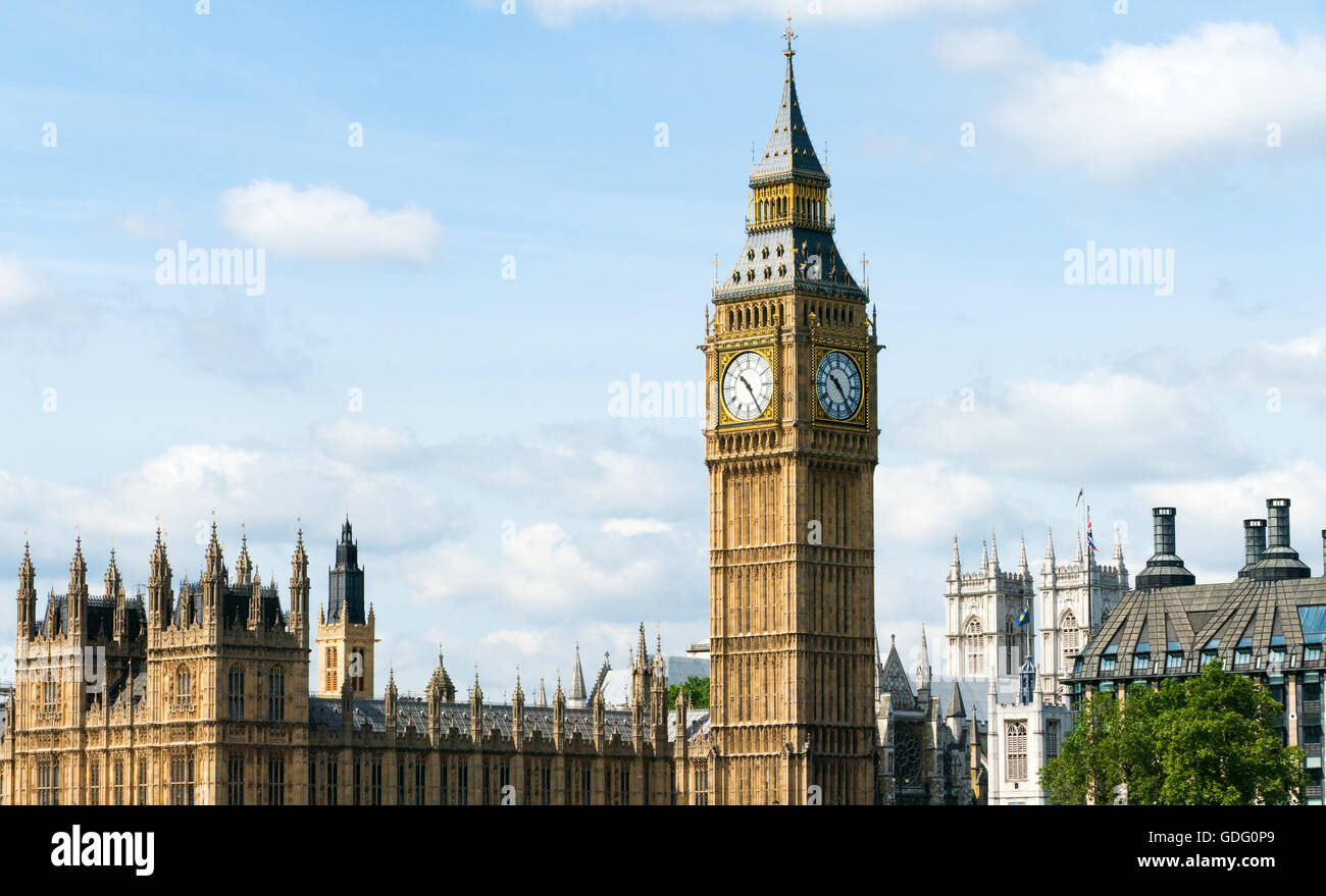 Westminster and Big Ben over river Thames Stock Photo