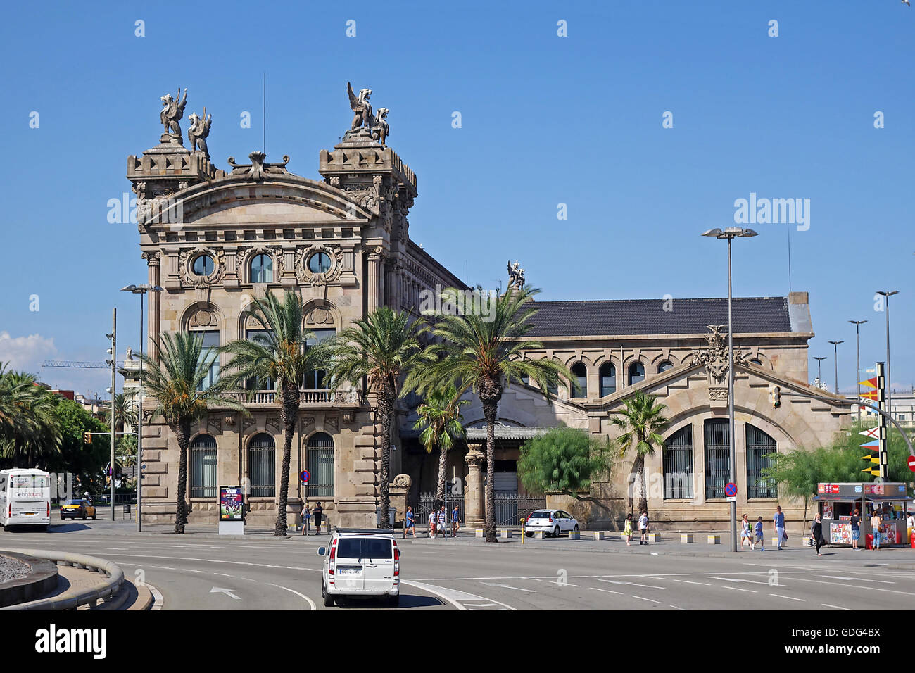 BARCELONA, SPAIN - AUGUST 1, 2015: Edifici de la Duana (Aduana) - the Ancient building of Customs House built in 1902 Stock Photo