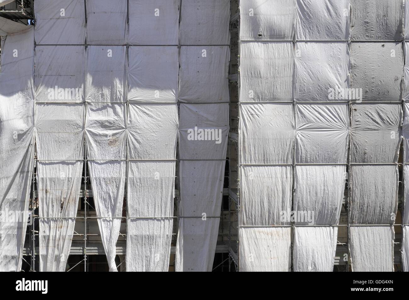 dust cover on the facade of a building under renovation Stock Photo Alamy