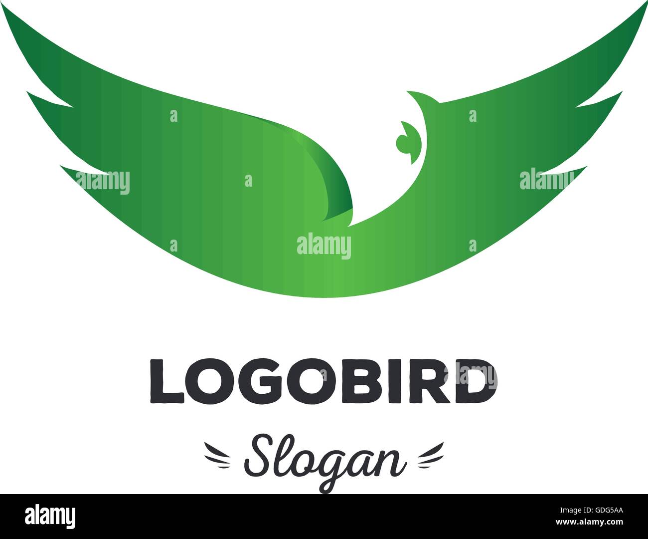 Fun, beauty, isolated, cartoon, geek eagle flies spread wings, oval vector shape, minimal, flat, round stylized logotype, green color logo template,bird,eagle,hawk,vulture, feathers,wings element logo Stock Vector