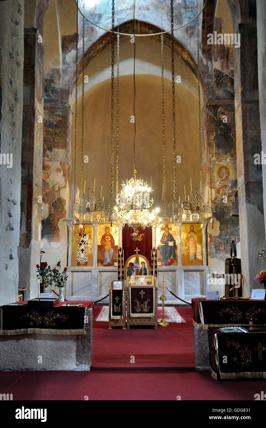 Mileševa Monastery's interior in Serbia Stock Photo