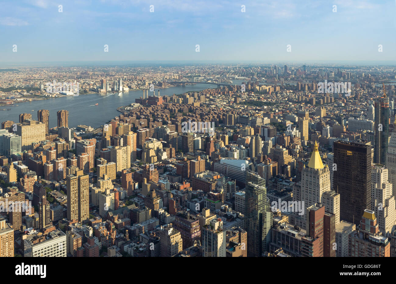 New York City Manhattan street aerial view with skyscrapers Stock Photo ...