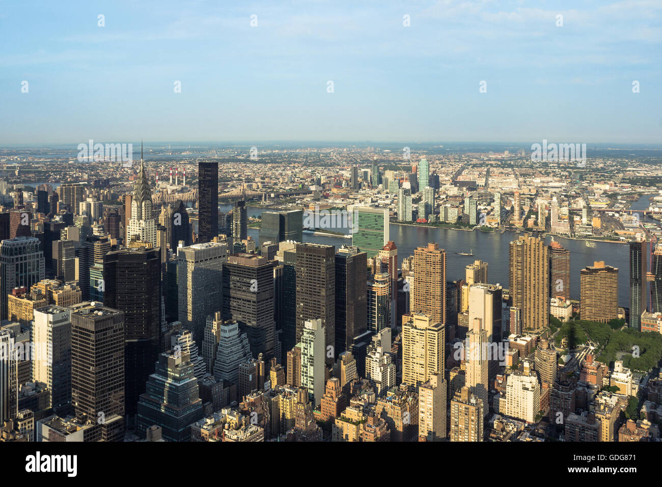 New York City Manhattan street aerial view with skyscrapers Stock Photo ...