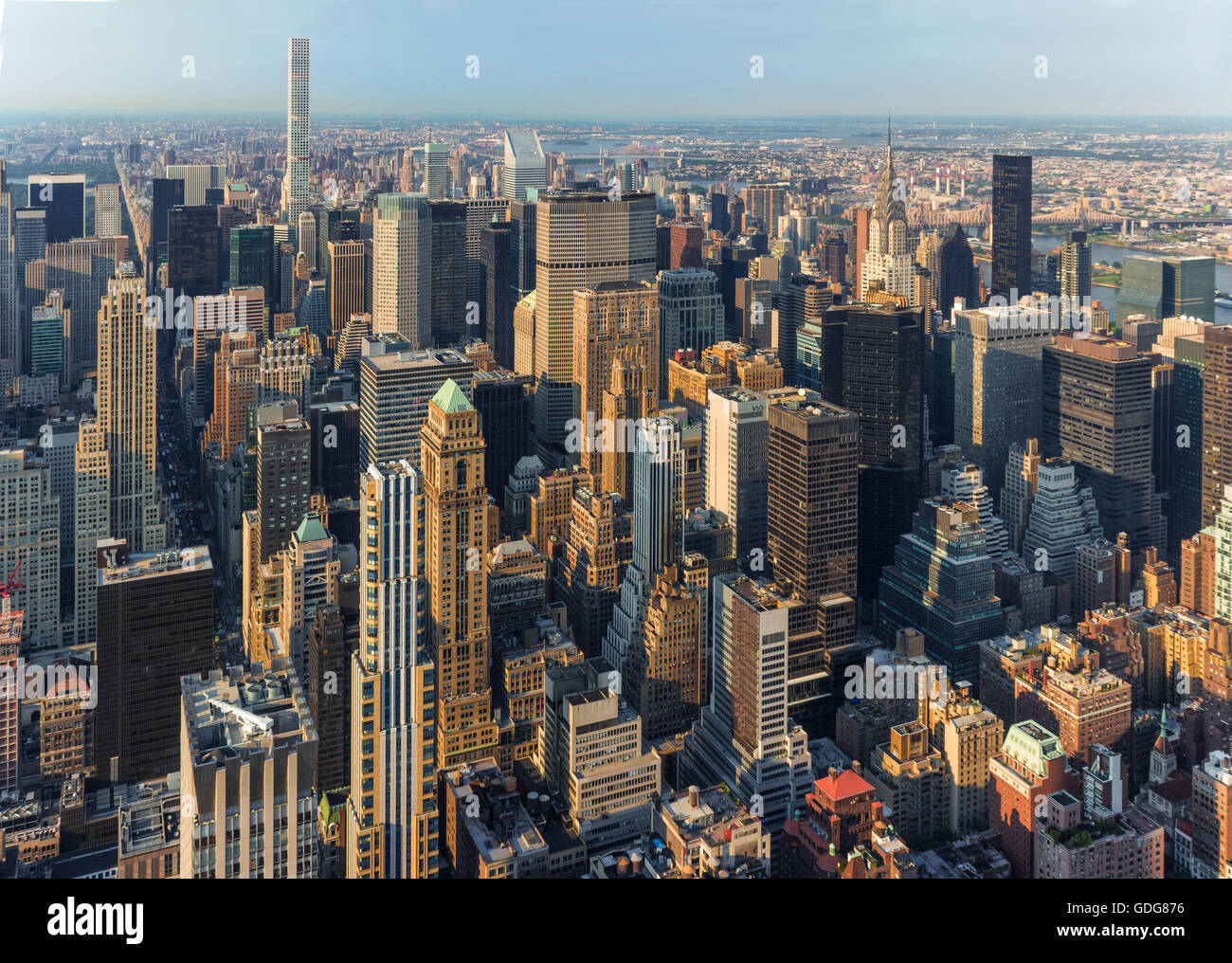 New York City Manhattan street aerial view with skyscrapers Stock Photo ...