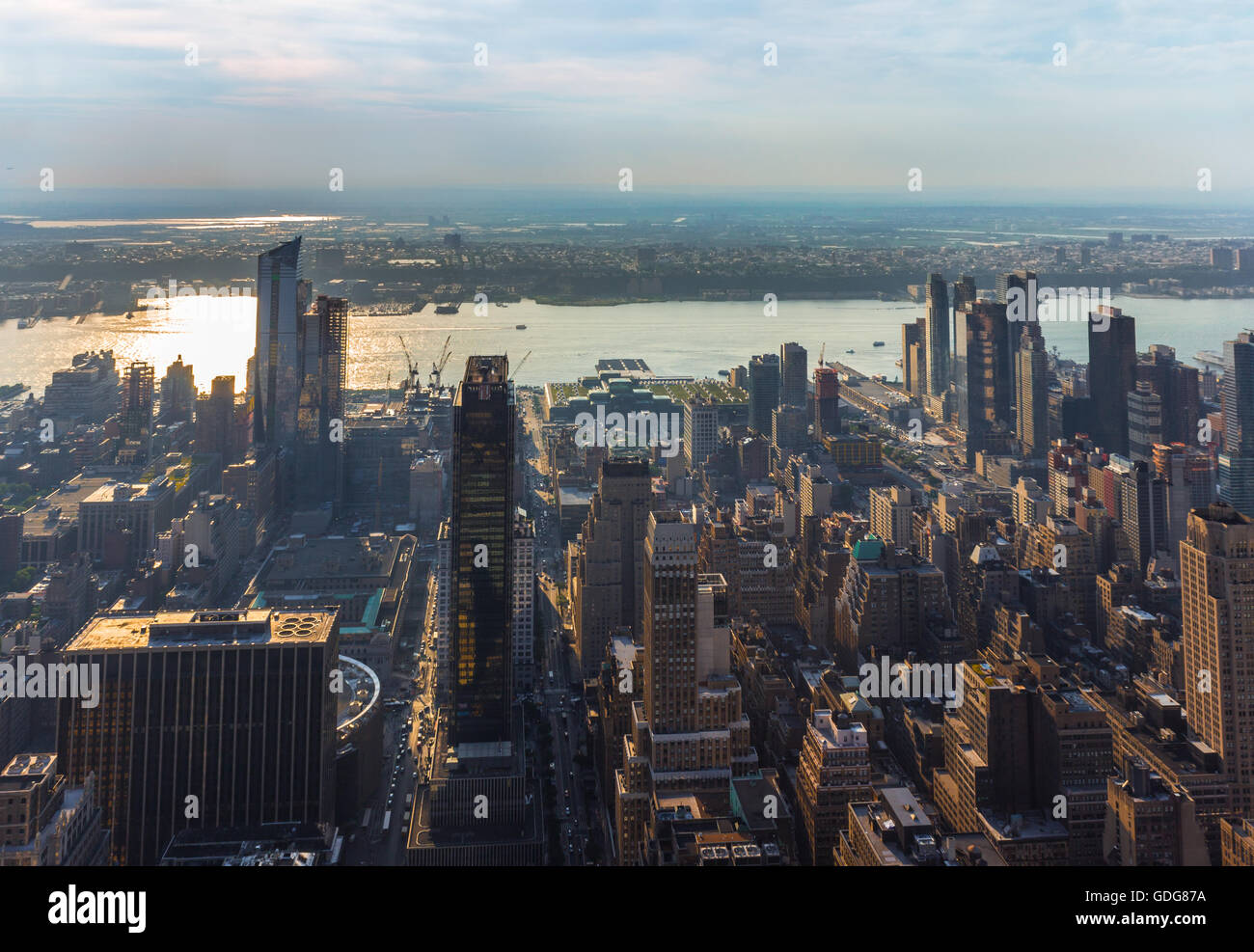 New York City Manhattan street aerial view with skyscrapers Stock Photo ...