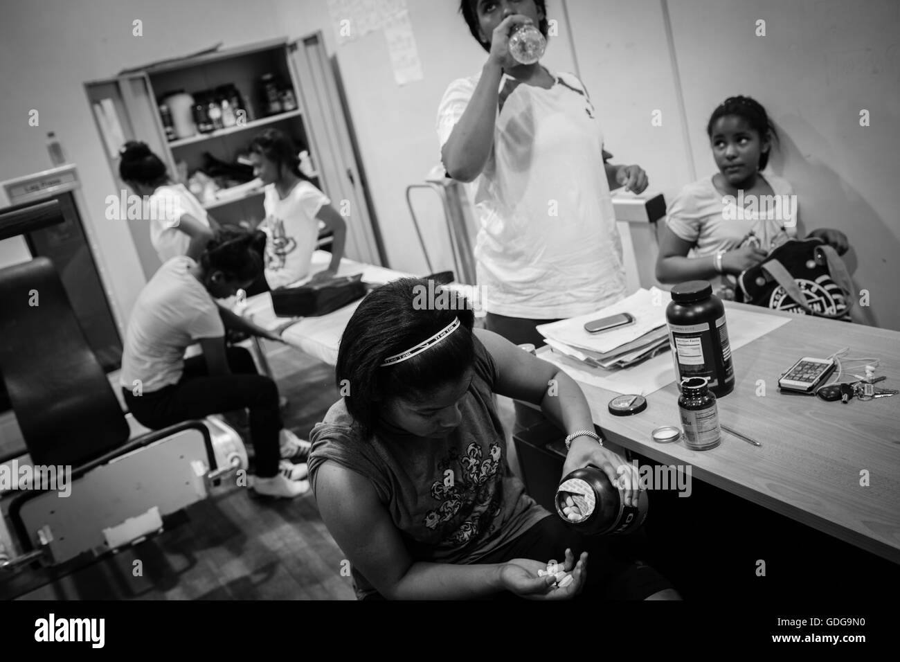 A group of Emirati Female weightlifters train at the spartan training
