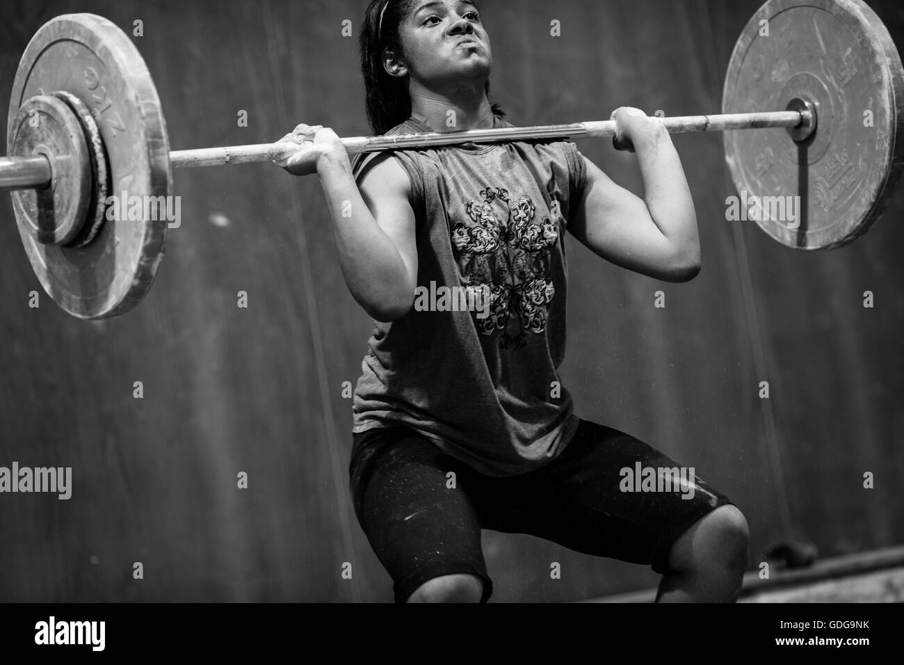 A group of Emirati Female weightlifters train at the spartan training