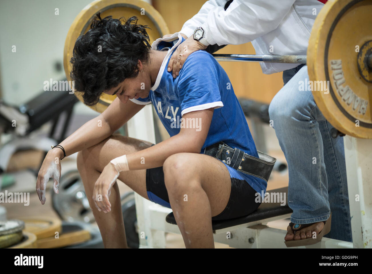A group of Emirati Female weightlifters train at the spartan training