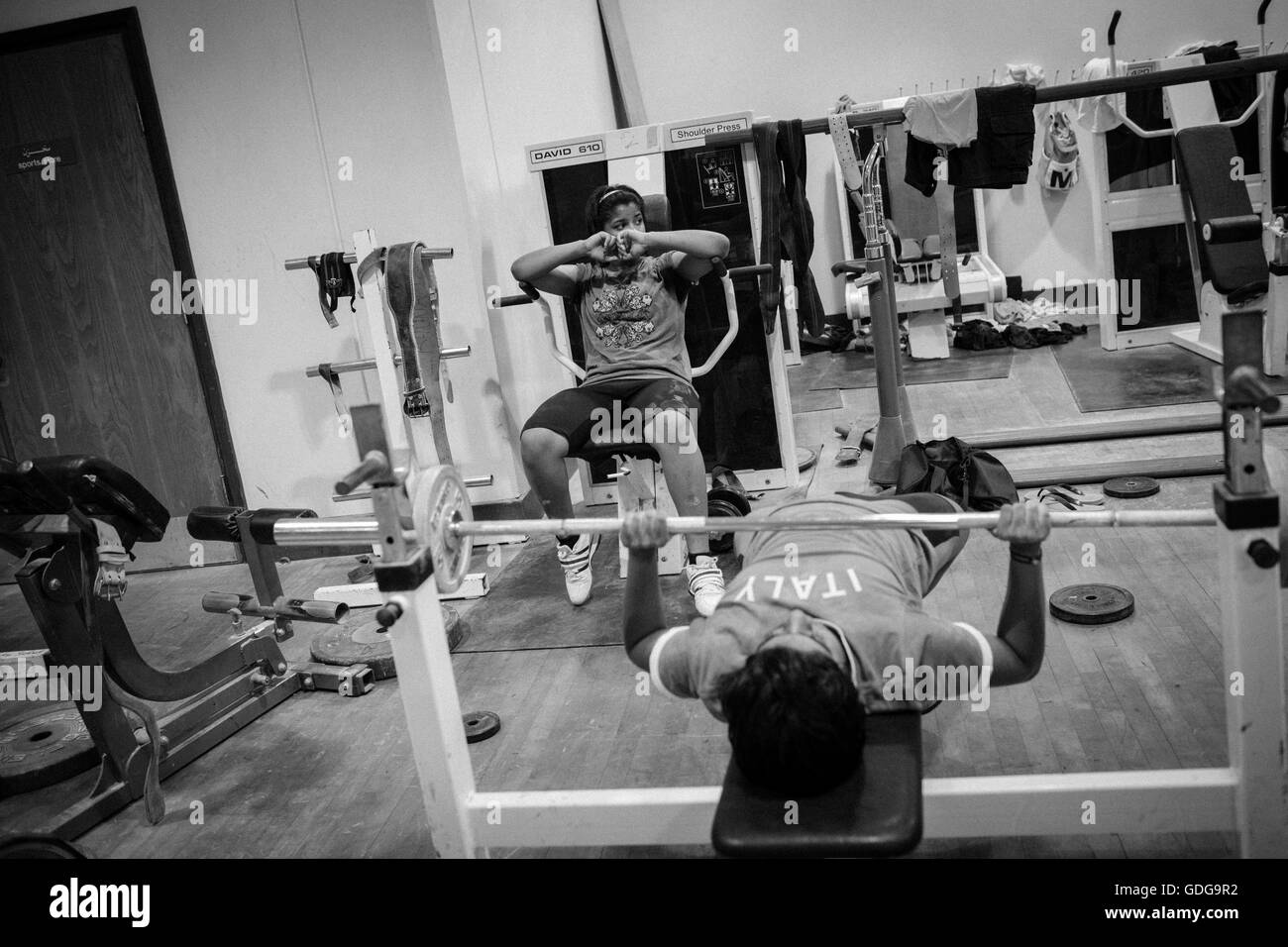 A group of Emirati Female weightlifters train at the spartan training