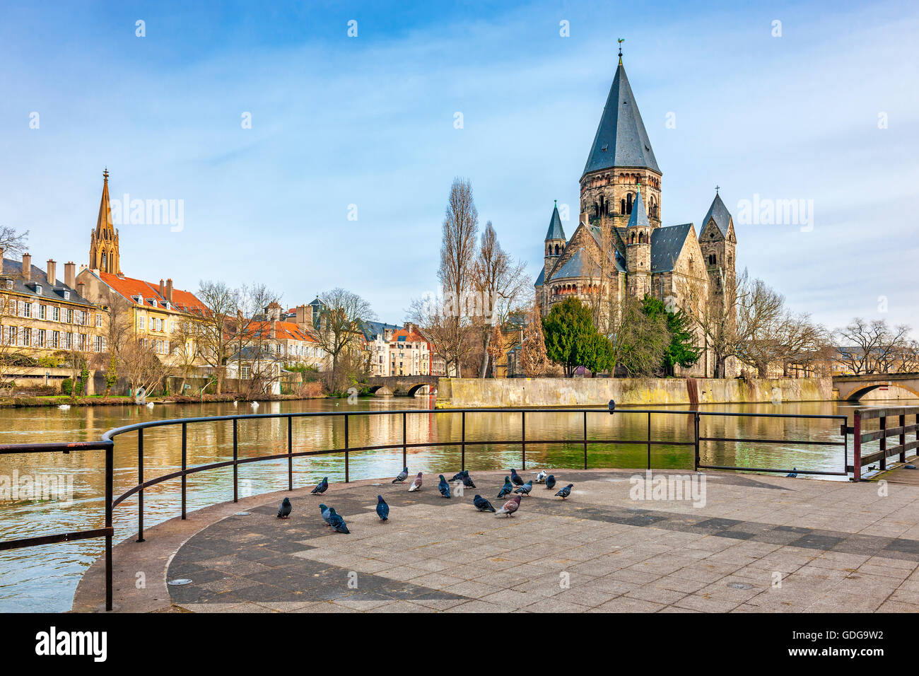 View of Church Temple Neuf in Metz, Moselle, Lorraine, France, Europe Stock Photo