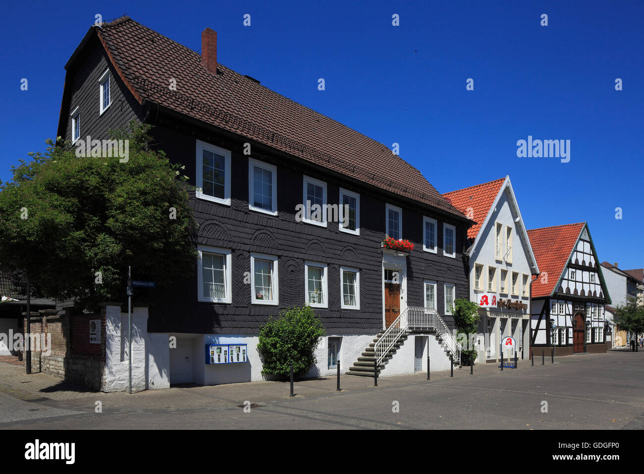Houses,Homes,in Mühlenstrasse of Geseke,North Rhine-Westphalia Stock Photo