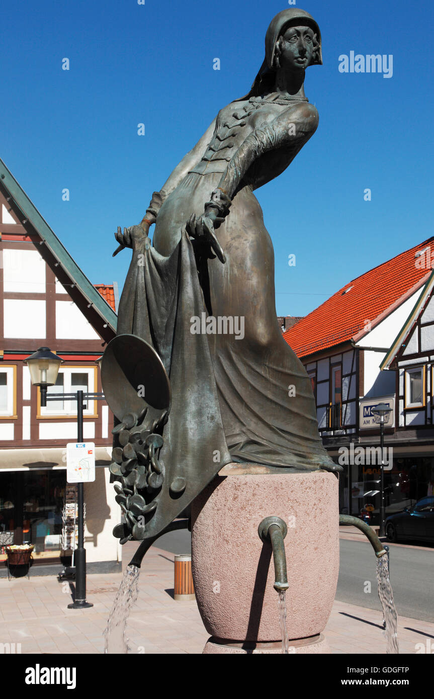 Alheyd wells at the market of Blomberg,Weser Bergland,North Rhine-Westphalia Stock Photo