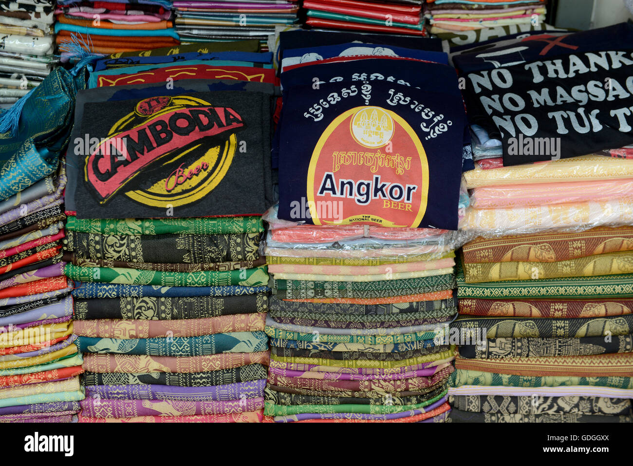 The Market in the old City of Siem Riep near the Ankor Wat Temples in the west of Cambodia. Stock Photo